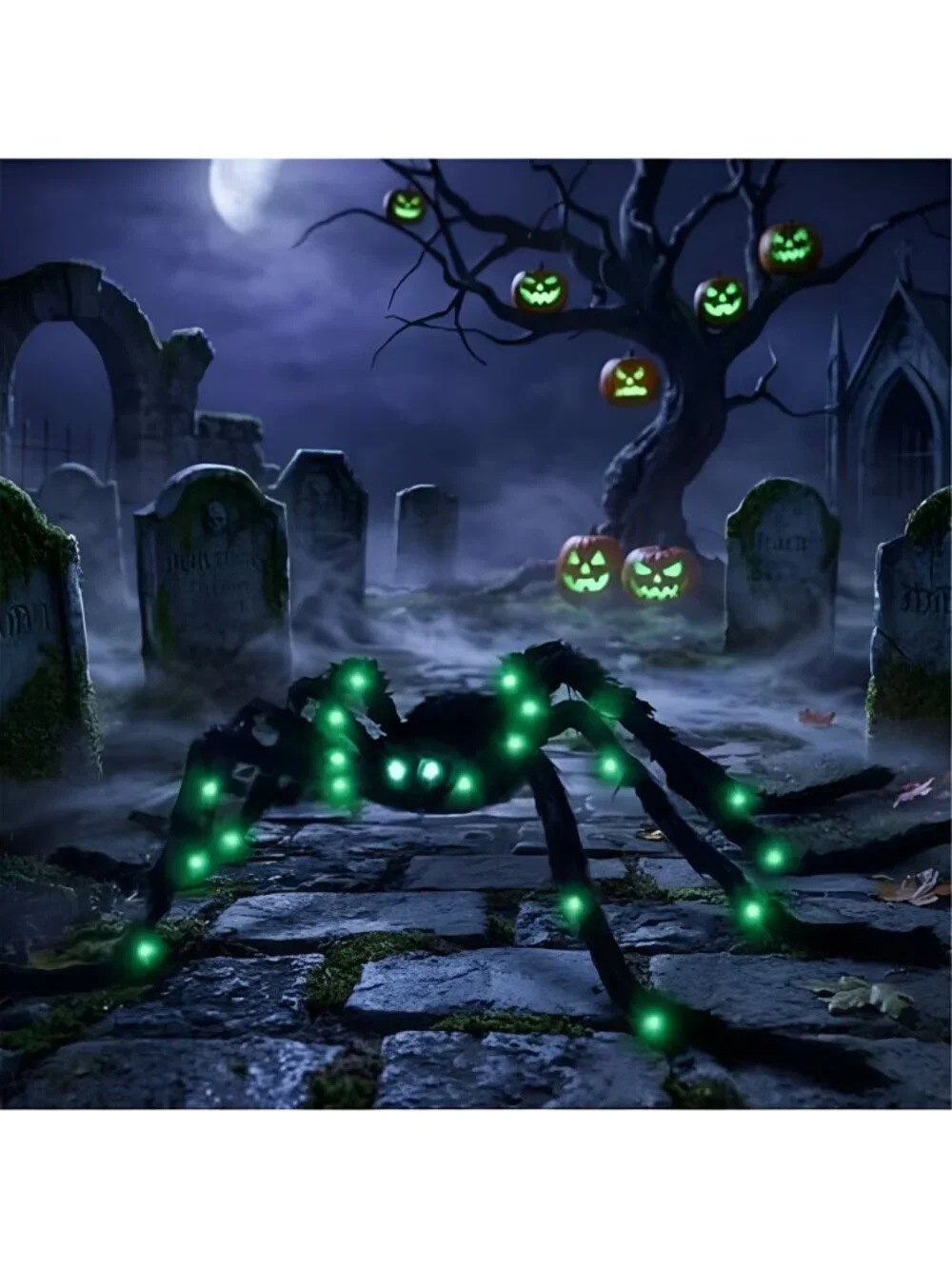 6.6ft‌ Giant Halloween Light up Spider Large Realistic Scary Hairy